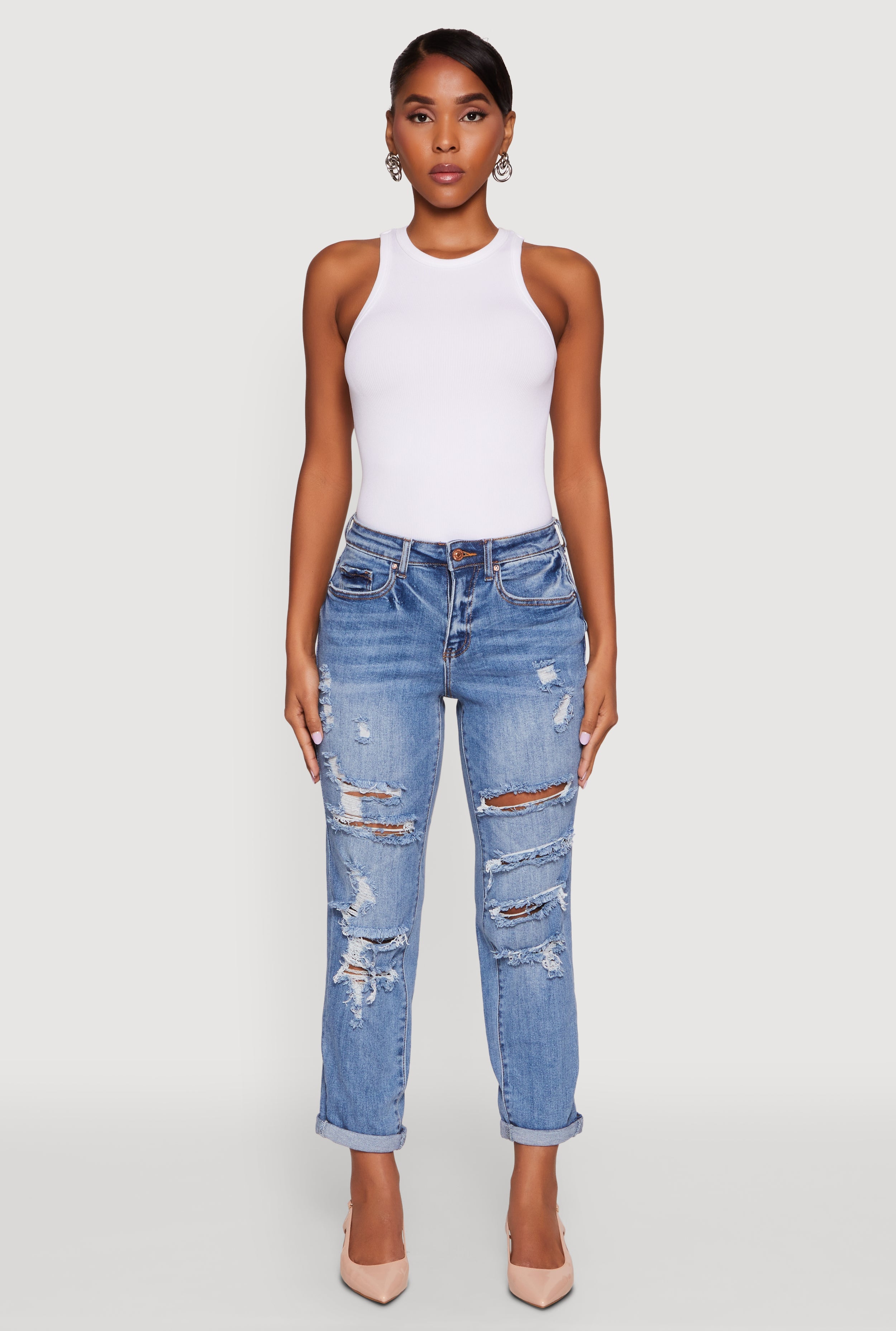 WAX Distressed Boyfriend Jeans