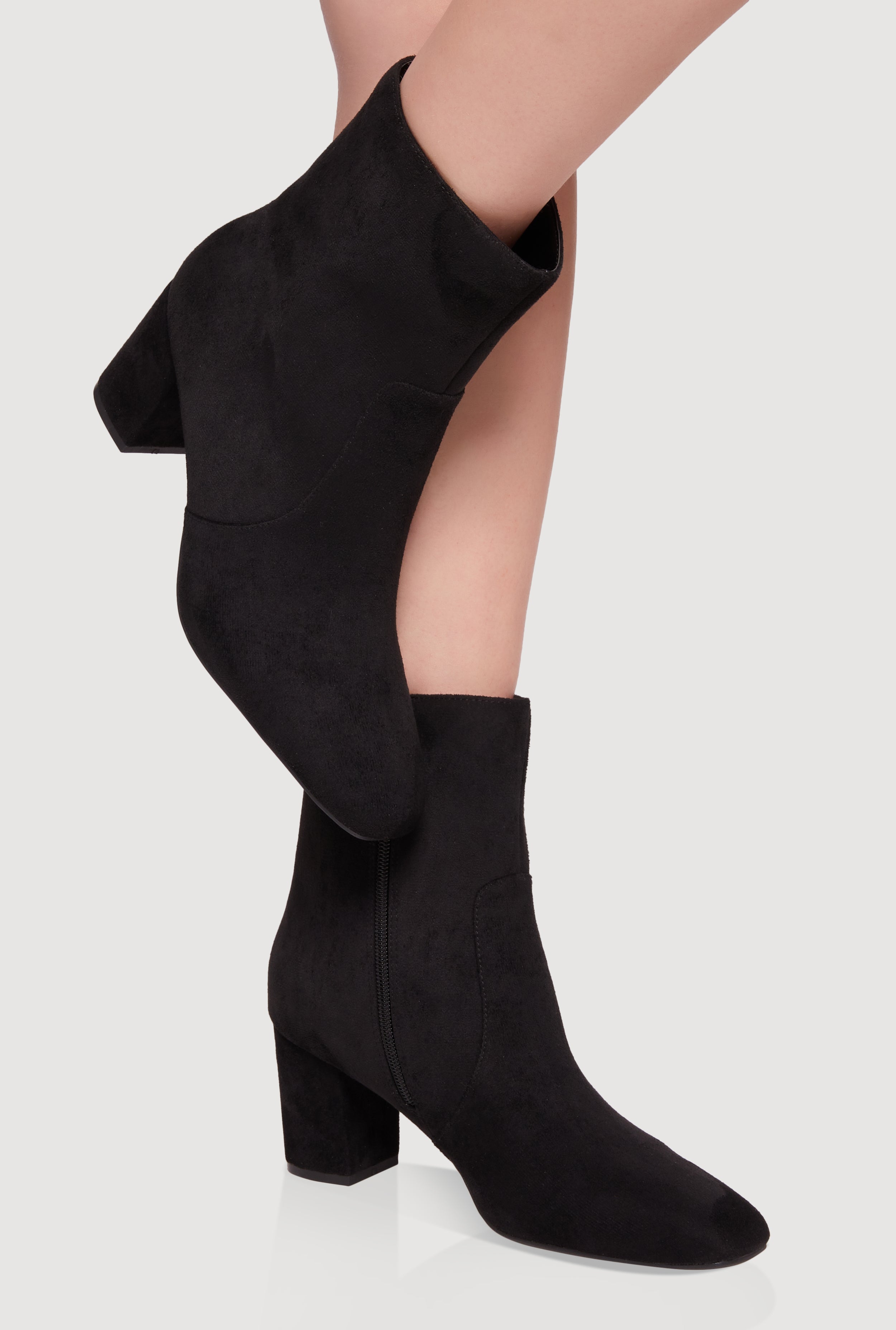 Almond Toe Mid Block Heel Booties