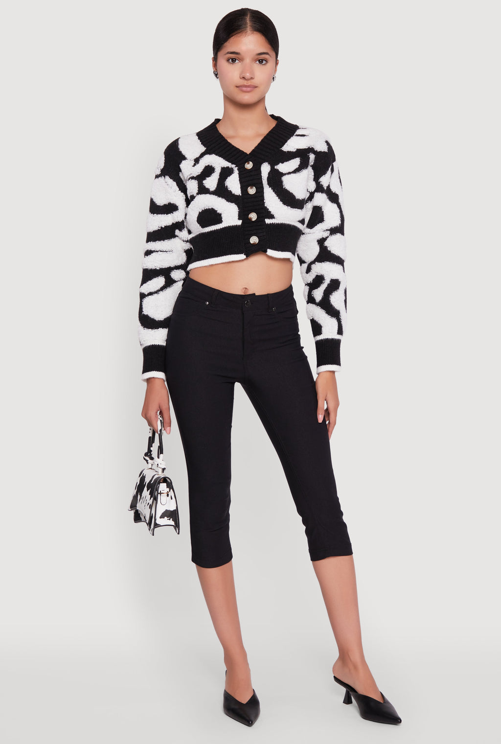 Tufted Knit Button Front Cropped Cardigan