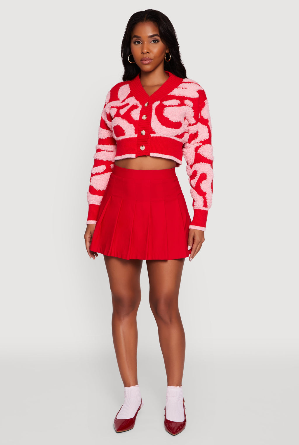 Tufted Knit Button Front Cropped Cardigan