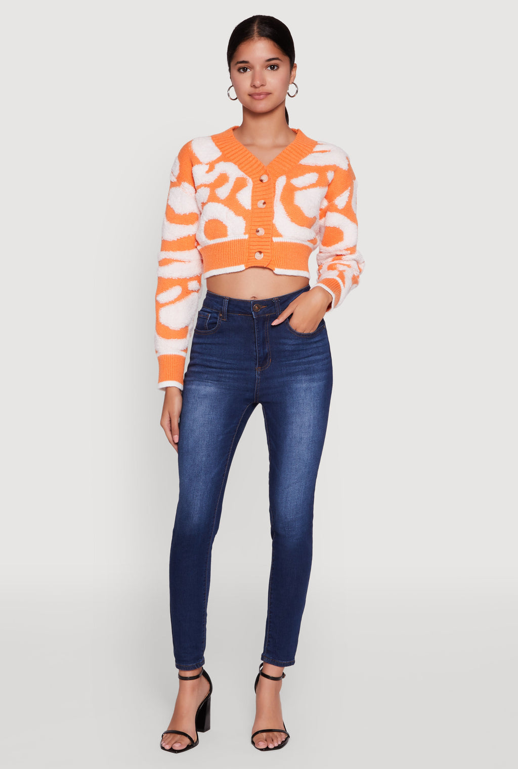 Tufted Knit Button Front Cropped Cardigan