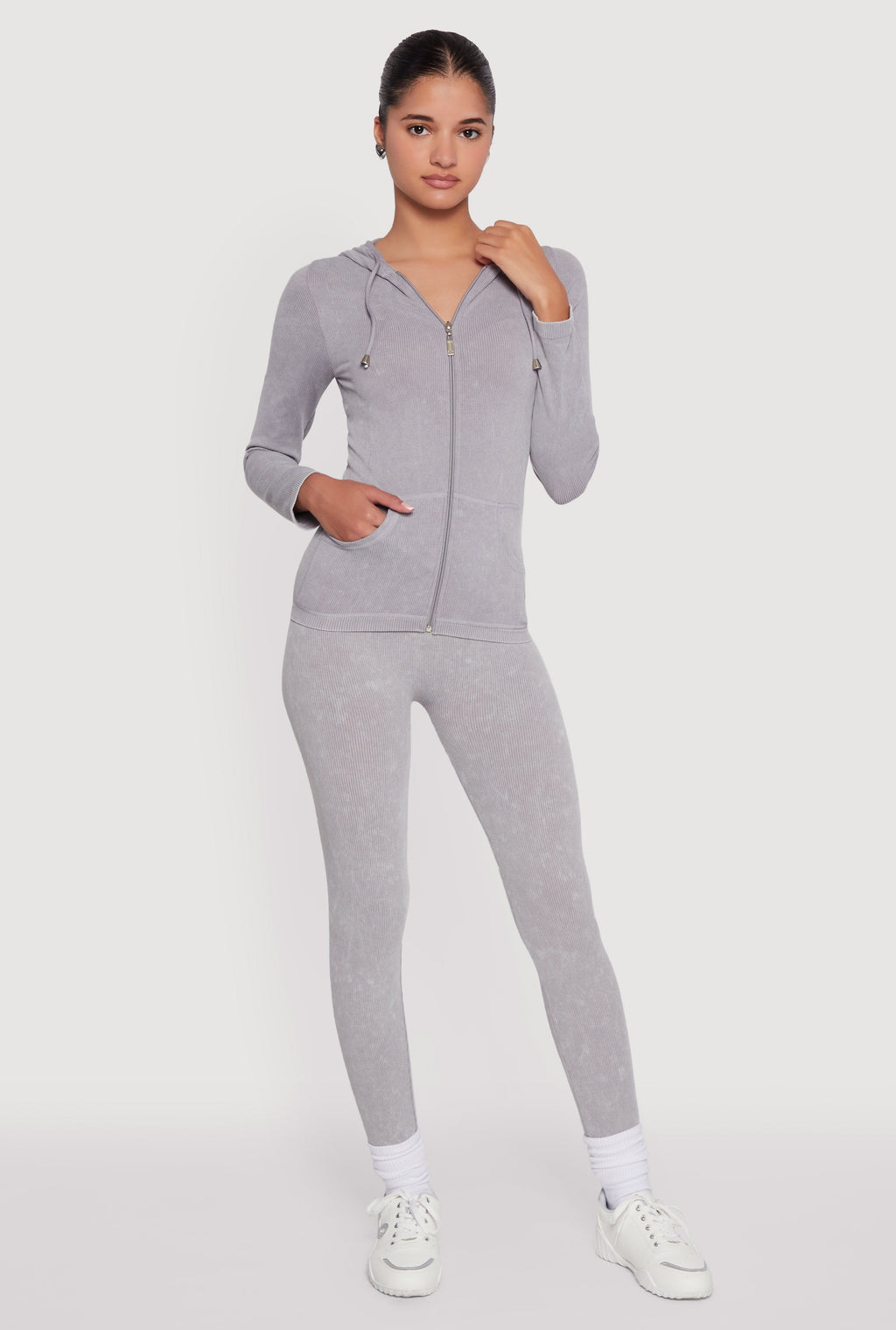 Seamless Rib Knit Acid Wash Leggings