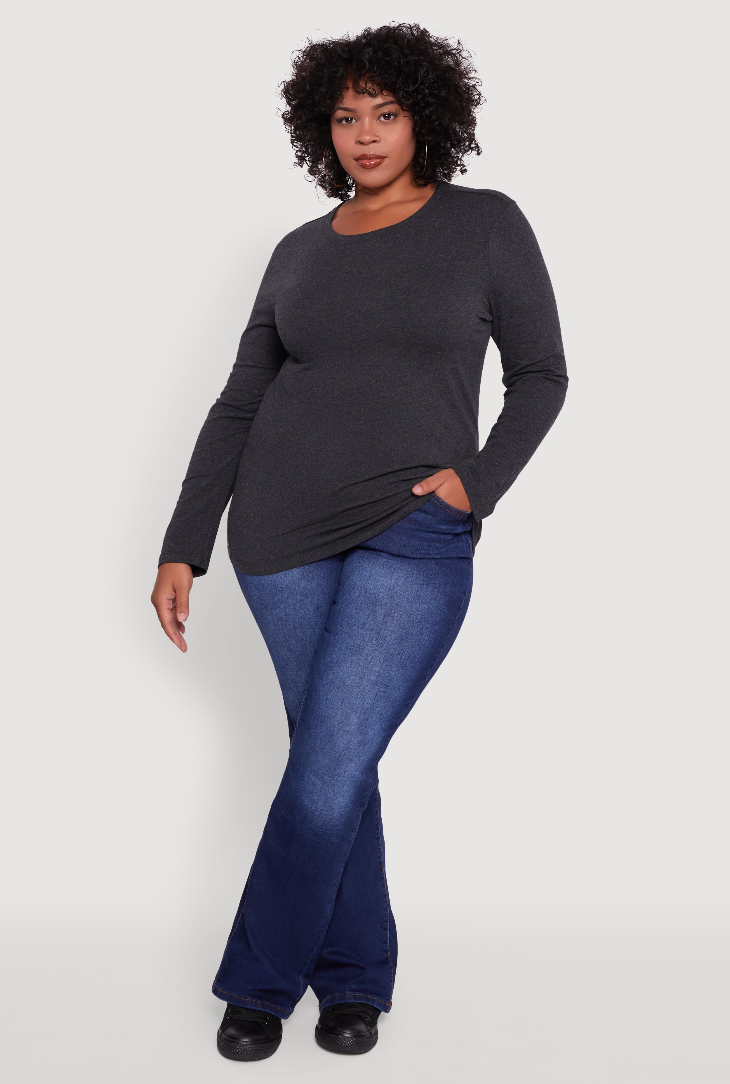 Plus Size Long Sleeve Crew Neck Tee