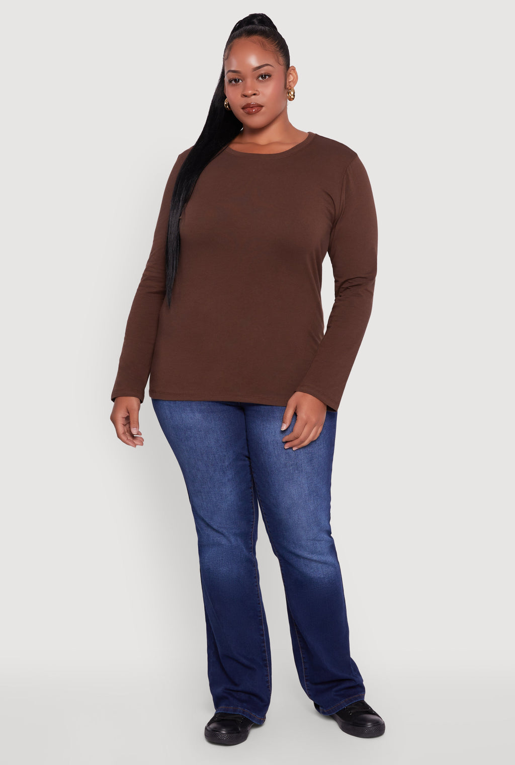 Plus Size Long Sleeve Crew Neck Tee