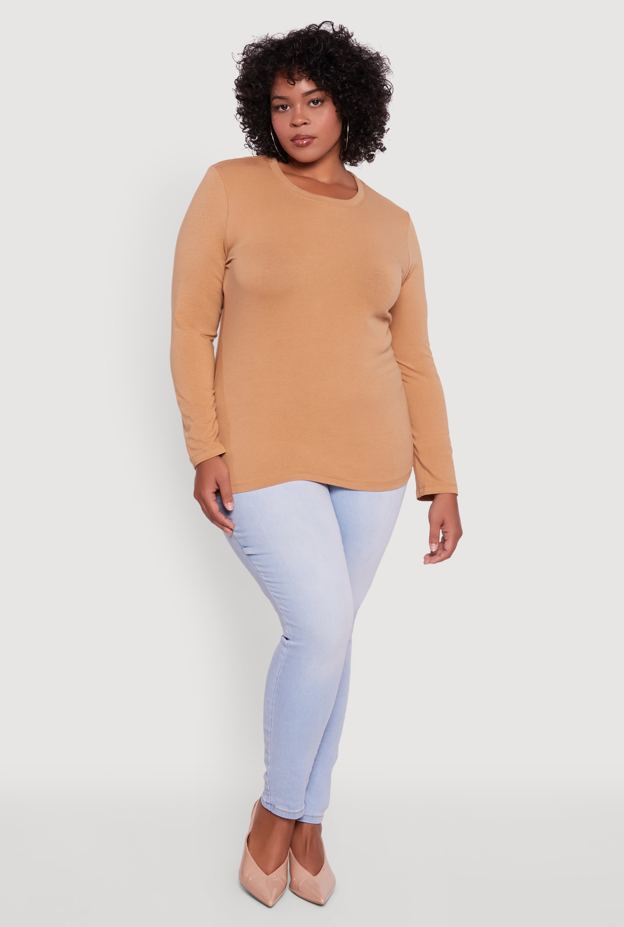 Plus Size Long Sleeve Crew Neck Tee