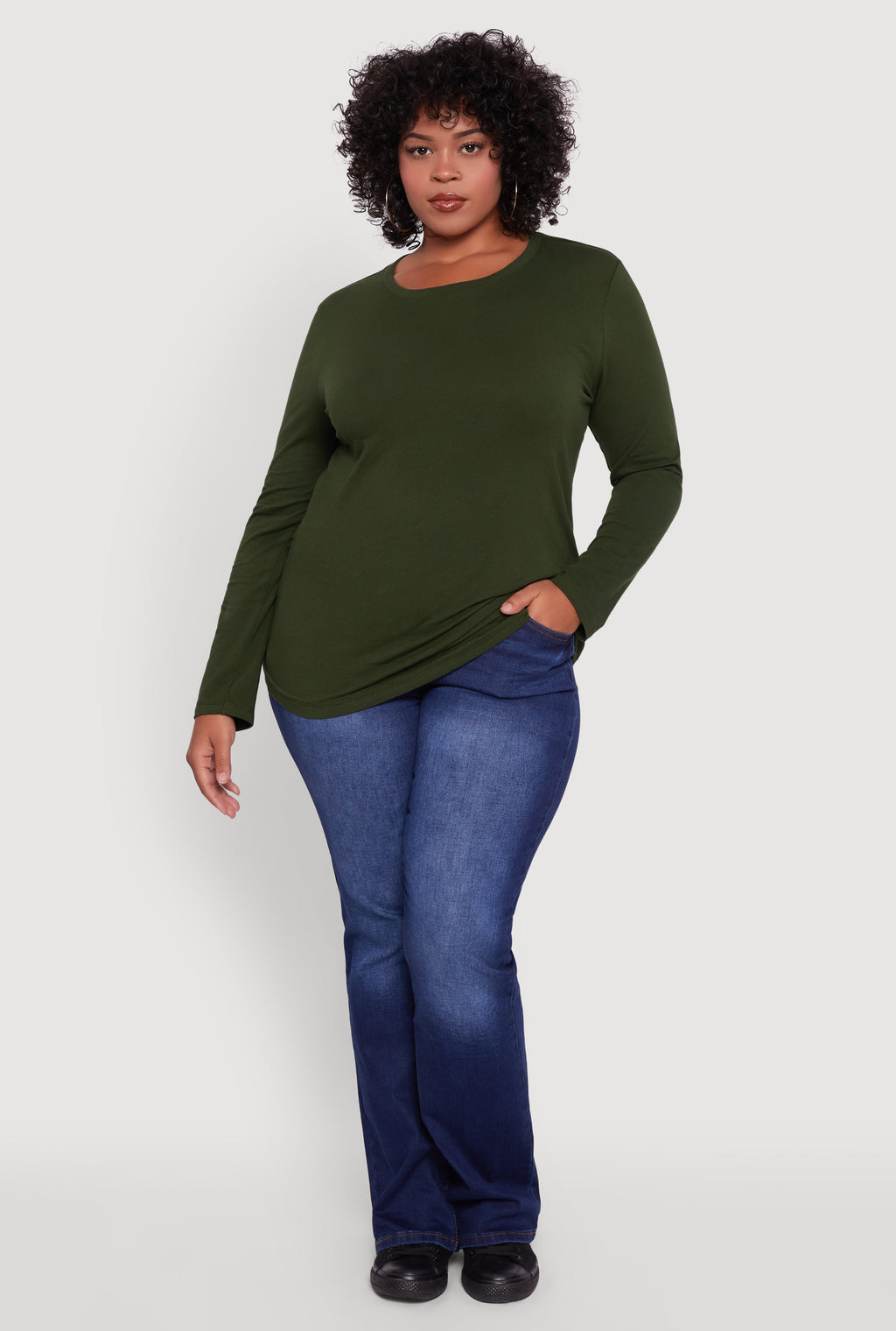 Plus Size Long Sleeve Crew Neck Tee