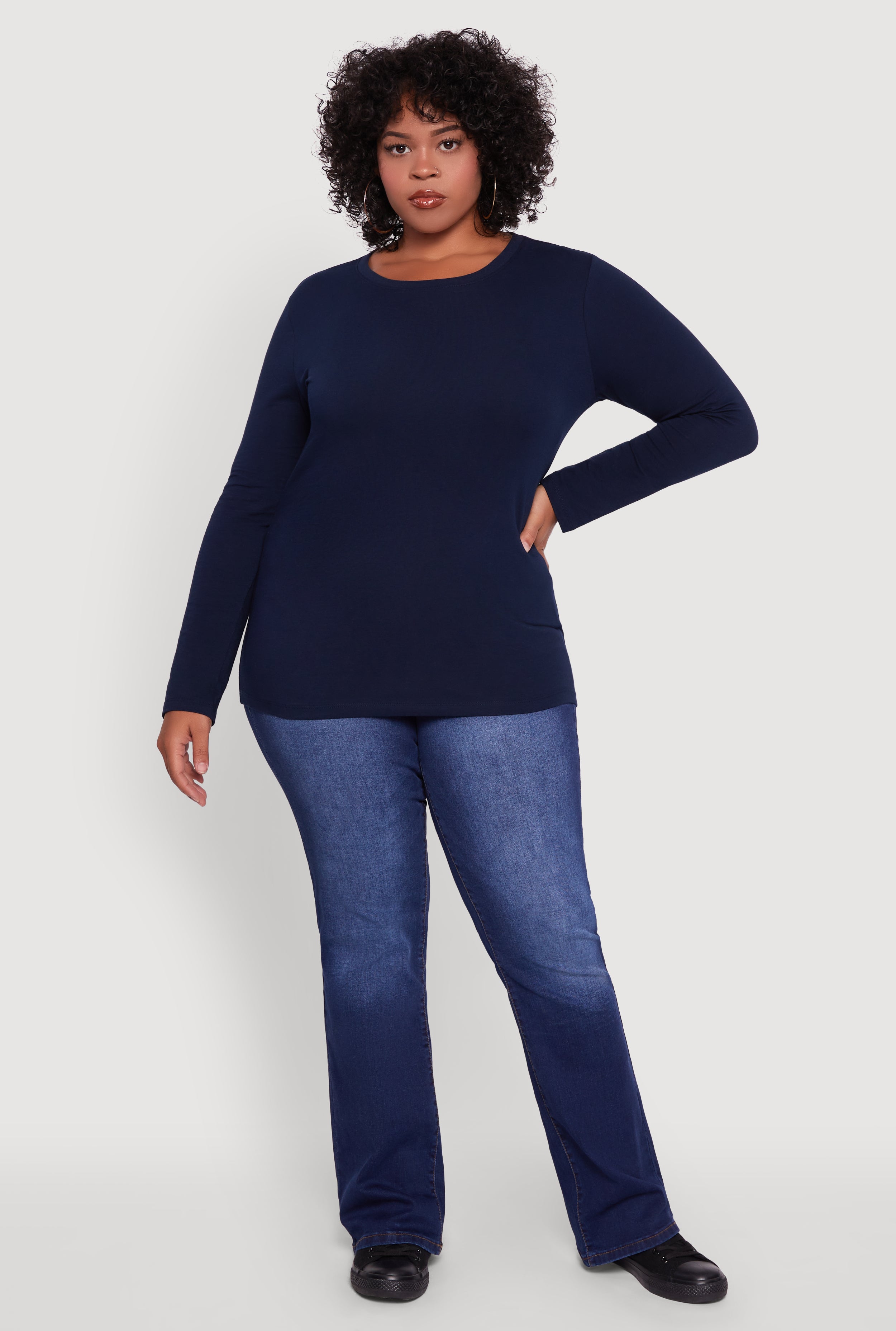 Plus Size Long Sleeve Crew Neck Tee