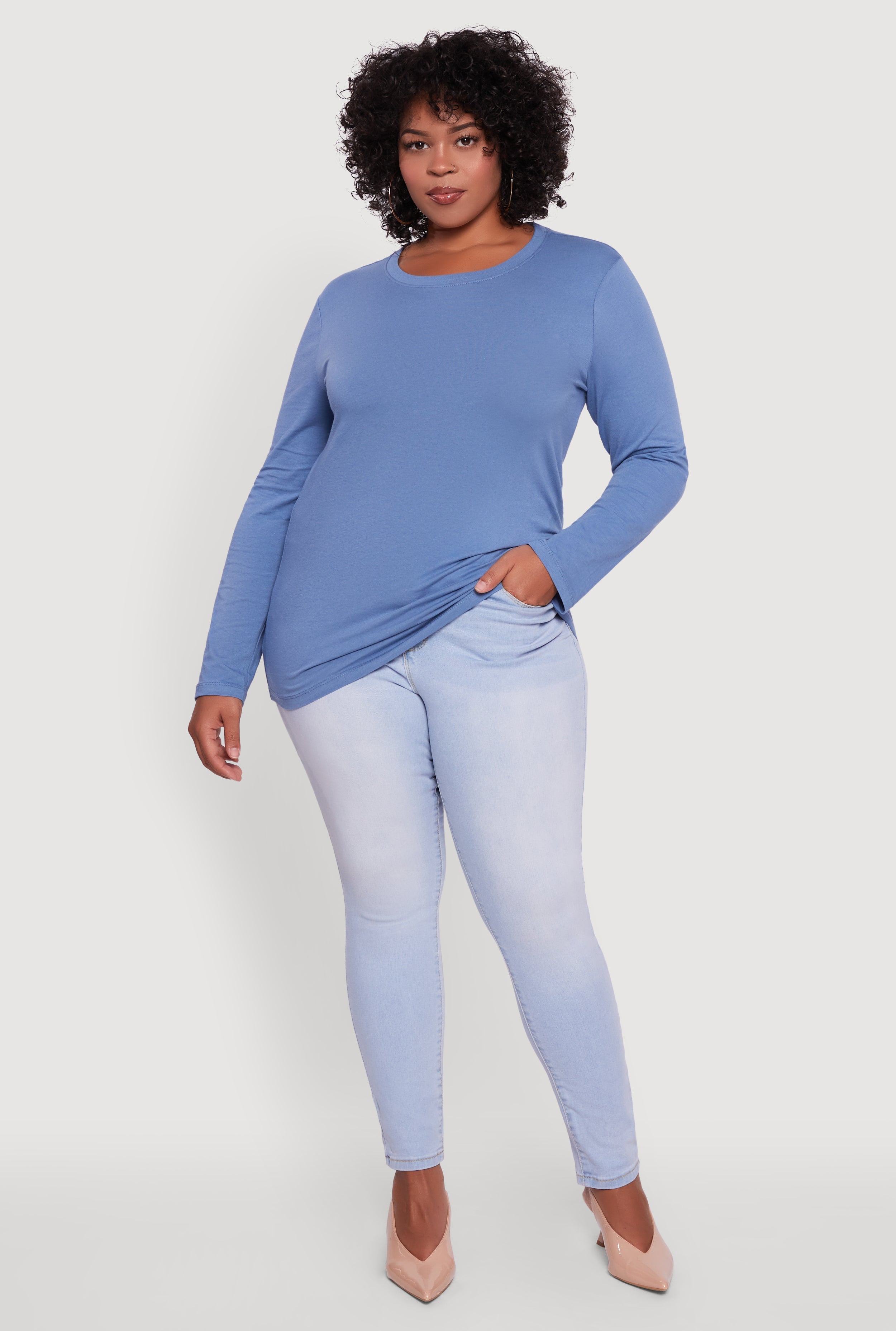 Plus Size Long Sleeve Crew Neck Tee