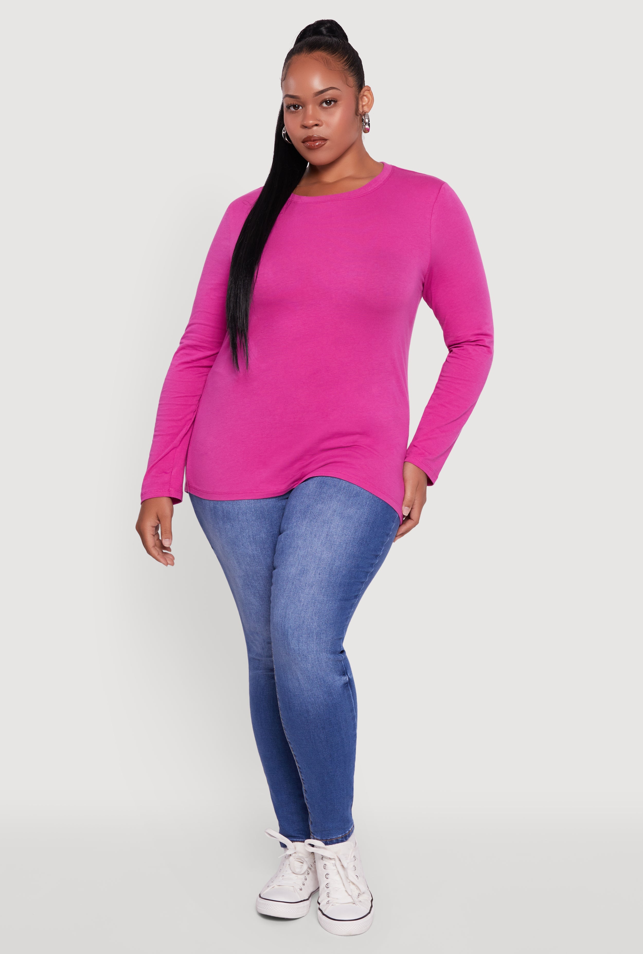Plus Size Long Sleeve Crew Neck Tee