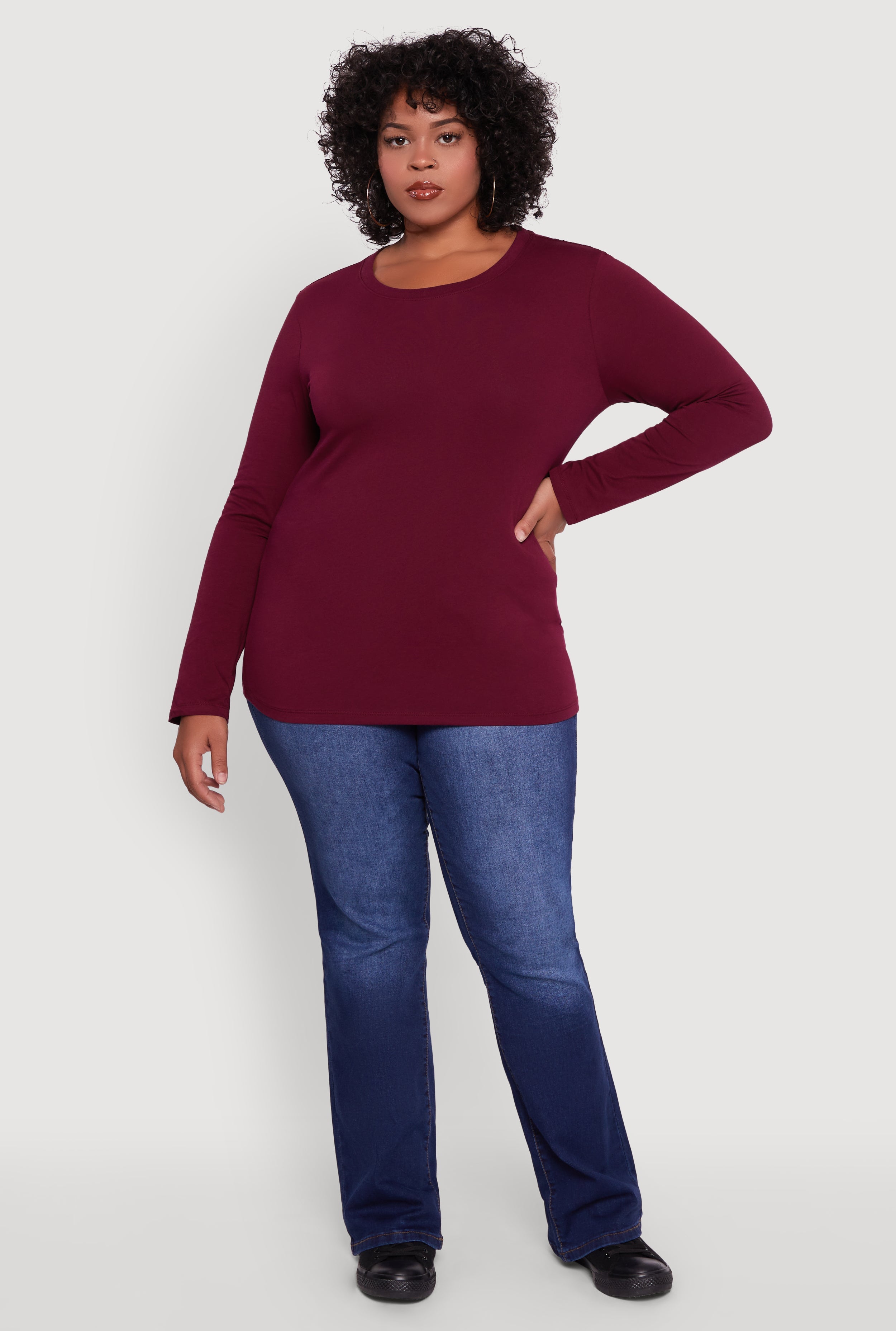Plus Size Long Sleeve Crew Neck Tee