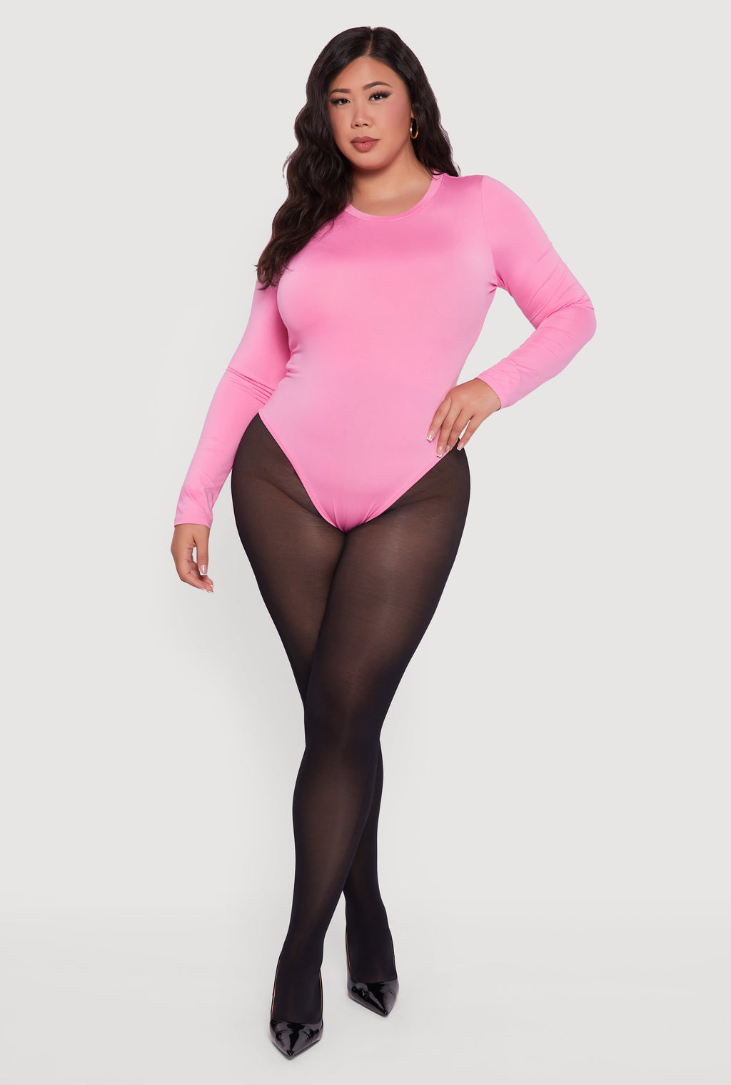 Plus Size Long Sleeve Crew Neck Bodysuit