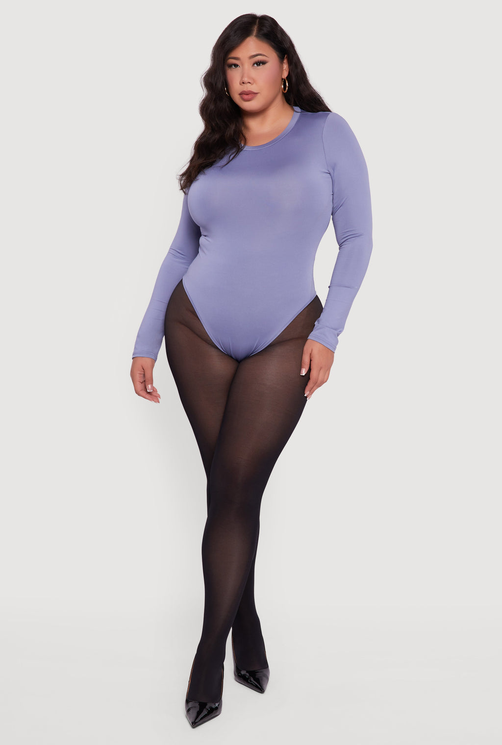 Plus Size Long Sleeve Crew Neck Bodysuit